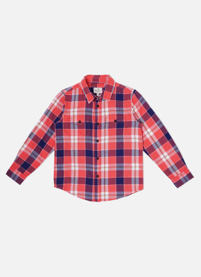 Pepe Jeans Boys Checkered Casual Orange Shirt