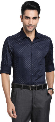 TURTLE Men Printed Formal Dark Blue, Grey Shirt