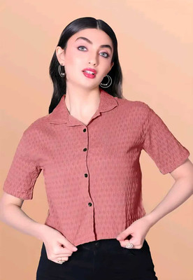 LookRange Women Solid Casual Pink Shirt