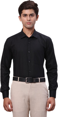 PARK AVENUE Men Self Design Formal Black Shirt