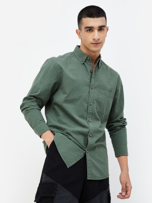 Fame Forever by Lifestyle Men Solid Casual Light Green Shirt