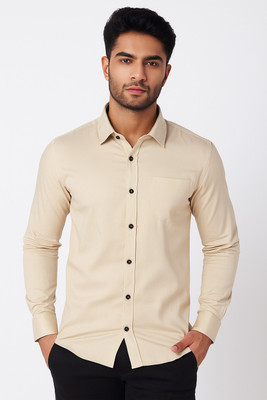 RANGFIT Men Solid Formal Beige Shirt