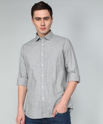 VAN HEUSEN SPORT Men Striped Casual Grey Shirt