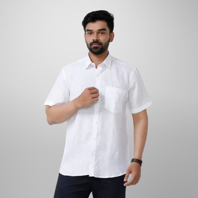 trendfeverstore Men Solid Casual White Shirt