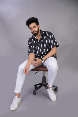 METRONAUT Men Printed Casual Black Shirt
