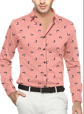 EKU Men Printed Casual Pink Shirt