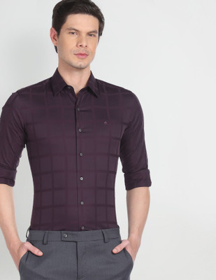 Arrow Newyork Men Checkered Formal Purple Shirt