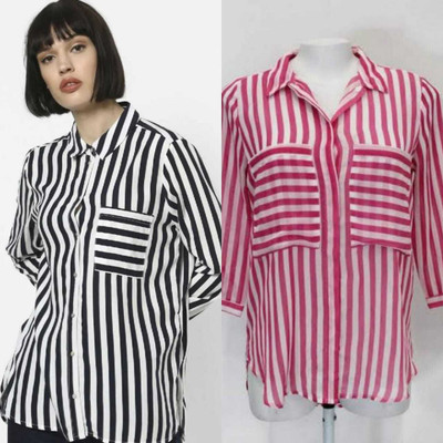 SAJAWATTT Women Striped Formal Black, Red Shirt(Pack of 2)