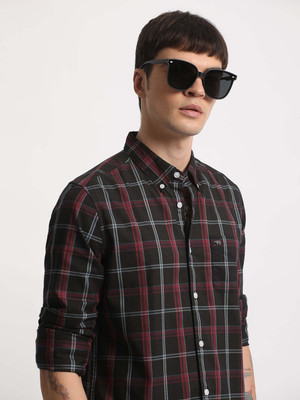 THE BEAR HOUSE Men Checkered Casual Black Shirt