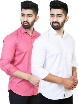 GLOREN Men Solid Casual Multicolor Shirt(Pack of 2)