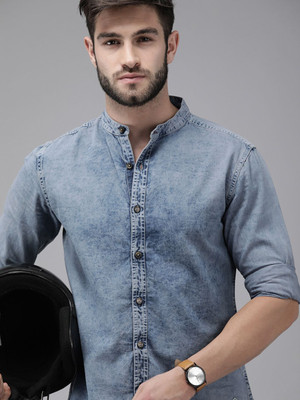 Roadster Men Solid Casual Blue Shirt