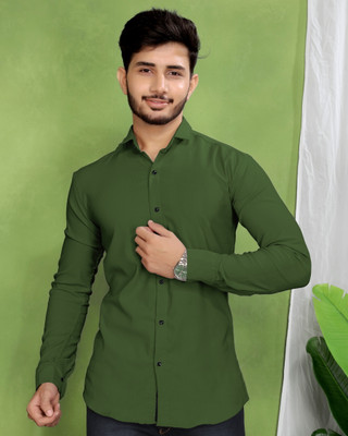 gurukrupa creation Men Solid Casual Green Shirt