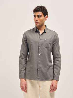 THE BEAR HOUSE Men Solid Casual Grey Shirt