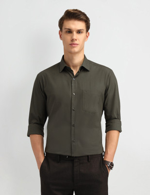 ARROW Men Solid Formal Green Shirt
