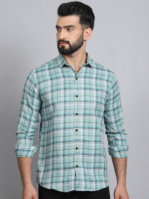METRONAUT Men Checkered Casual Green Shirt