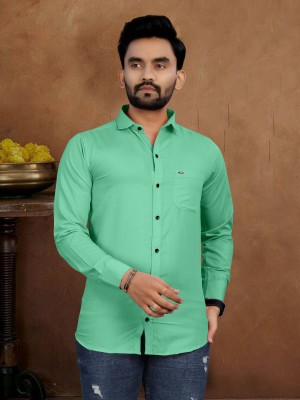 UDANI ENTERPRISES Men Solid Casual Light Green Shirt