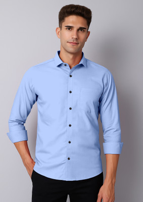 Ruhani FAB Men Solid Formal Light Blue Shirt