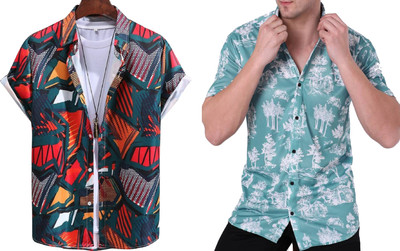 Lonexo Men Printed Casual Multicolor Shirt(Pack of 2)