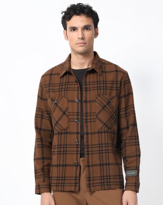 RARE RABBIT Men Checkered Casual Brown, Black Shirt