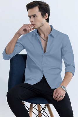CHEAPSHIRTS Men Solid Casual Light Blue Shirt