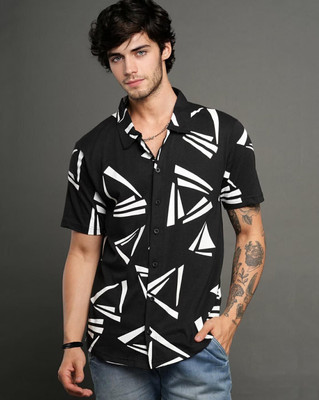 TIGERSNAKE Men Printed Casual Black, White Shirt