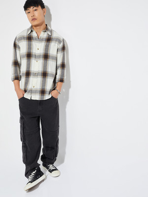 MAX Men Checkered Casual Brown Shirt