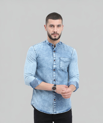 CAZZBA Men Solid Casual Blue Shirt