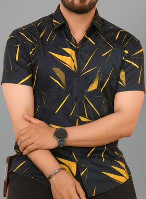 JaitraFab Men Printed Casual Black, Yellow Shirt