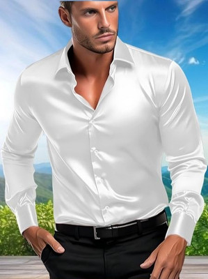 BS Enterprise Men Solid Casual White Shirt