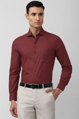 PETER ENGLAND Men Self Design Formal Brown Shirt