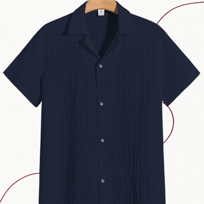 nitafashion Men Self Design Casual Dark Blue Shirt