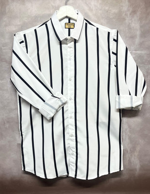 HASINI Fashion Men Printed Casual White, Black Shirt