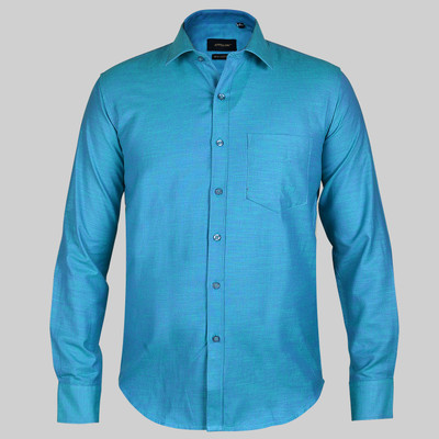 Appalon Men Solid Formal Blue Shirt