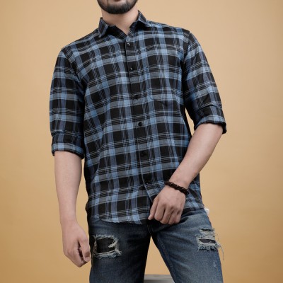 EyeBogler Men Checkered Casual Black Shirt