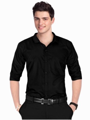 NR Enterprises Men Solid Formal Black Shirt