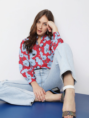 VERO MODA Women Printed Casual Red, Blue, Black Shirt