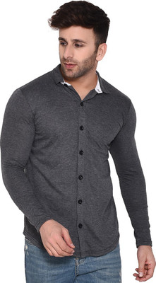 tfurnish Men Self Design Casual Grey Shirt