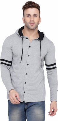 tfurnish Men Solid Casual Silver Shirt