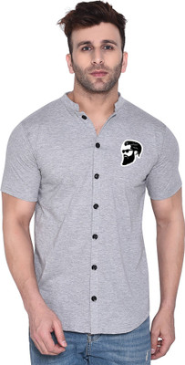 Blisstone Men Printed Casual Silver Shirt