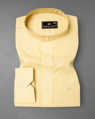 HOC Men Solid Casual Yellow Shirt