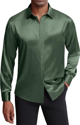BROCON Men Solid Party Green Shirt