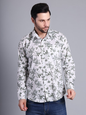 RARE CAMEL Men Printed Casual Green Shirt