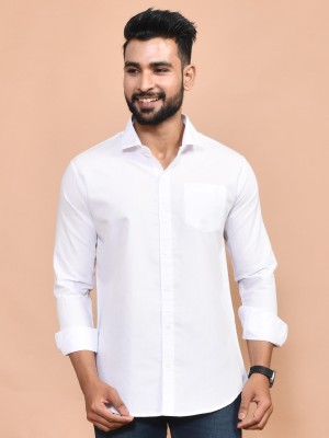 Urbany Men Solid Casual White Shirt