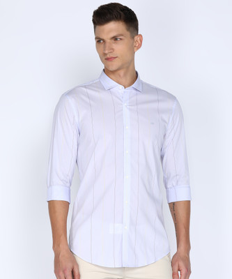 PETER ENGLAND Men Striped Formal Light Blue Shirt