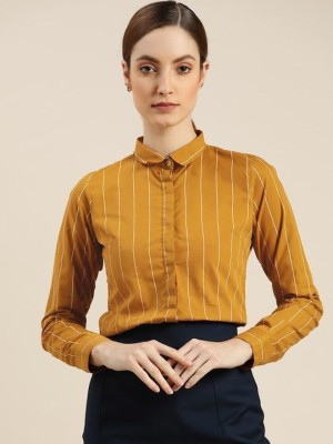 Hancock Women Striped Formal Yellow Shirt