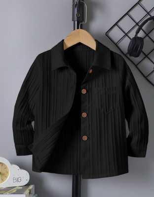 Lolark Boys Self Design Party Black Shirt