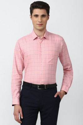 PETER ENGLAND Men Checkered Formal Pink Shirt