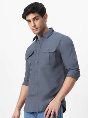 Urbano Fashion Men Solid Casual Grey Shirt