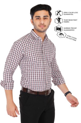 Marc Laurent Men Checkered Casual Red, White, Black Shirt