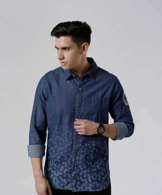 WROGN Men Printed Casual Blue Shirt